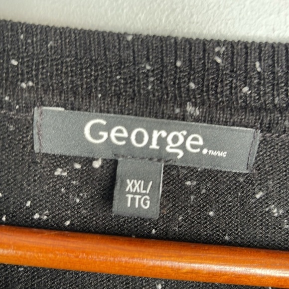 George Speckled Slub Knit Lightweight Long Sleeve Sweater Black White Hi Lo XXL - Picture 8 of 12